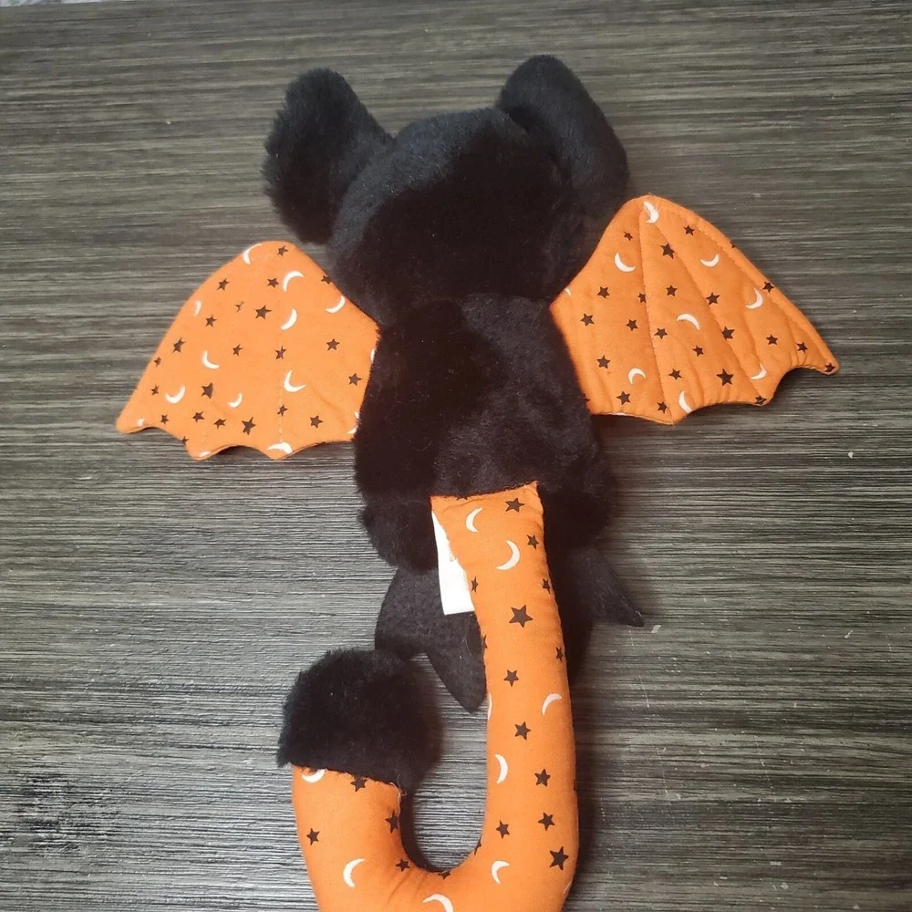 New Design Stuffed Black And Orange Halloween Bat Pattern Wings Kitschy Eyes